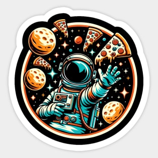 Astronaut in Space with Pizza, Love Eating Pizza Sticker